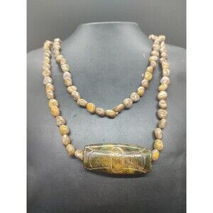 Orange Agate? Long Tibetan Style Gemstone Agate Necklace - Unique!